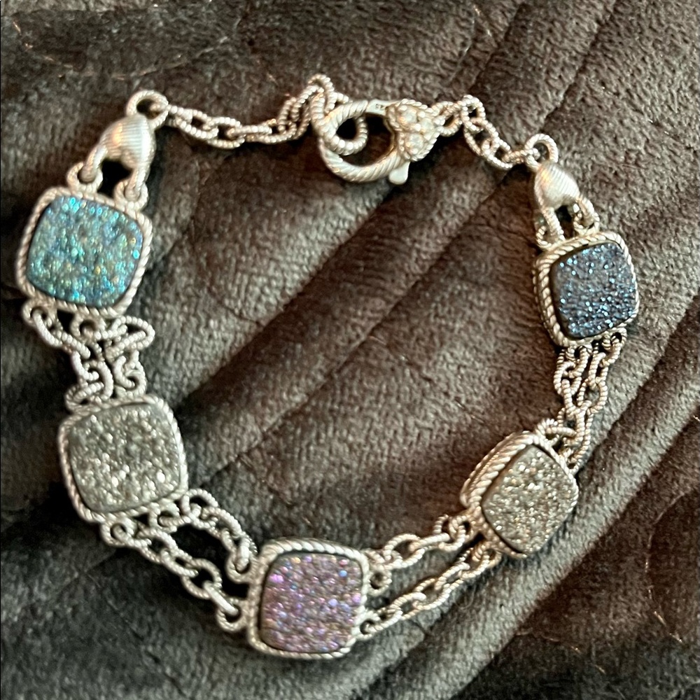 Judith Ripka Multi Stone Drusy Quartz Bracelet